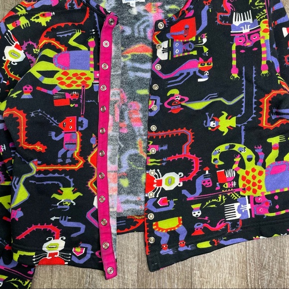 United Colors of Benetton Abstract Colorful Snap Button Sweatshirt Size Small - Picture 8 of 13